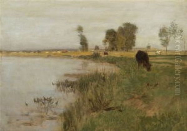 Uferlandschaft Oil Painting by Eugen Jettel