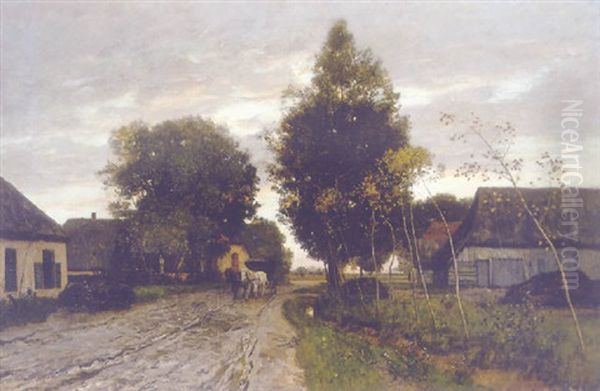 Dorfstrase Oil Painting by Eugen Jettel