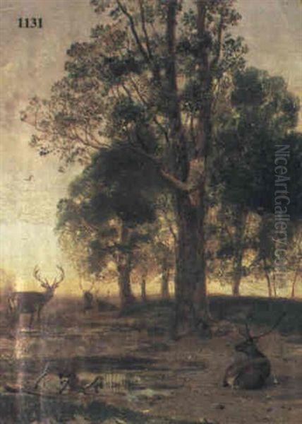 Wild Auf Einer Lichtung In Der Dammerung Oil Painting by Eugen Jettel