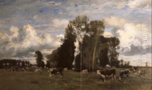 Weideszene In Nordfrankreich Oil Painting by Eugen Jettel