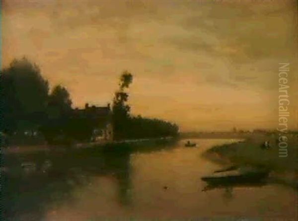 Flusslandschaft Oil Painting by Eugen Jettel