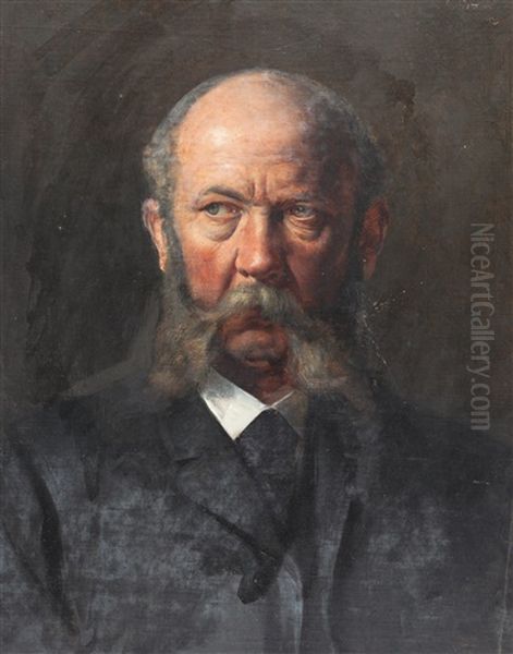 Head Of An Old Man Oil Painting by Rudolf Jettmar