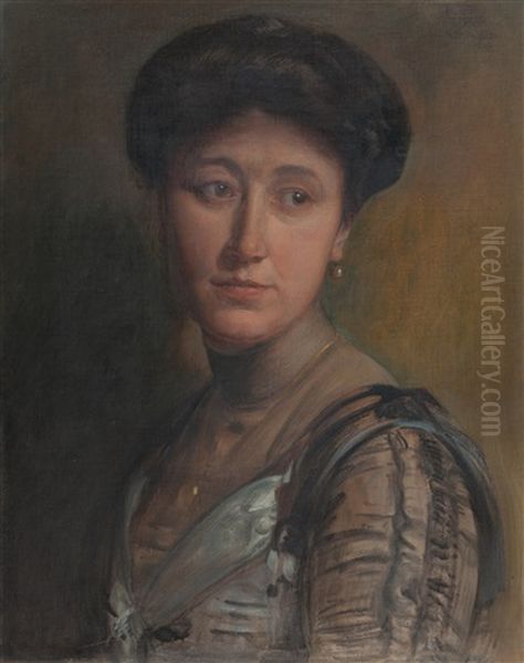 Irma Jettmar, Zweites Portrat Oil Painting by Rudolf Jettmar