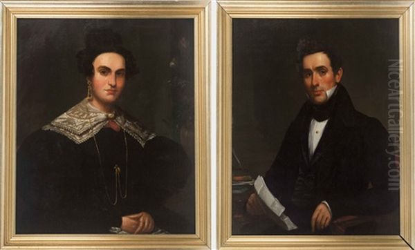 Portraits Of Moses Wanzer And Mary Whittemore Oil Painting by William Jewett