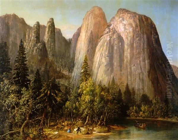 Jupiter's Spires, Yosemite Valley Oil Painting by William Smith Jewett