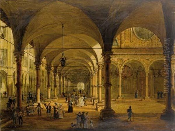 La Veduta Del Portico Di Santa Maria Dei Servi Di Bologna by Antonio Basoli