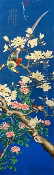 Parrot On A Branch Oil Painting by  Jiang Tingxi