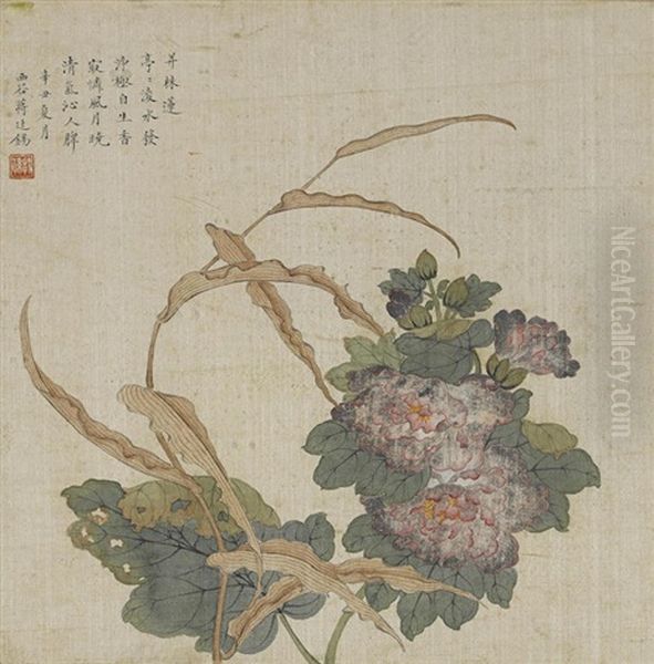 Two Paintings Of Flowers, 1721 by  Jiang Tingxi