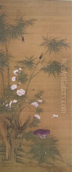 Birds And Flowers, After Yuan Dynasty Masters Oil Painting by  Jiang Tingxi