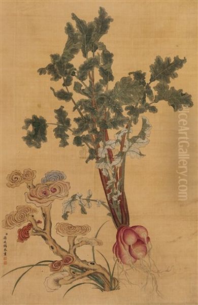 Bird And Flowers Oil Painting by  Jiang Tingxi