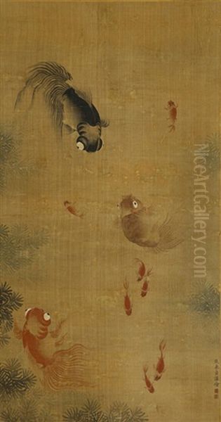 Goldfish Oil Painting by  Jiao Bingzhen