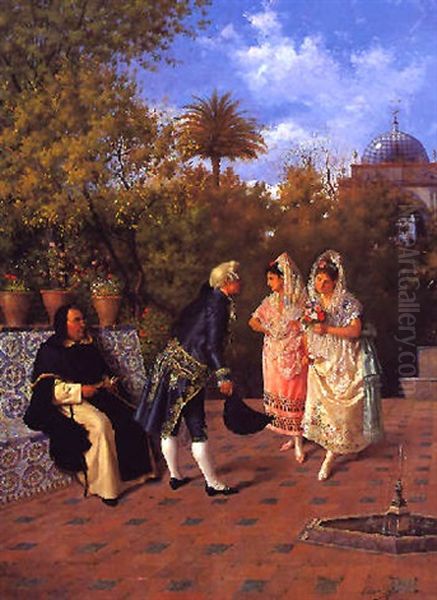 Galanteo En El Parque De Maria Luisa Oil Painting by Juan Jimenez Martin