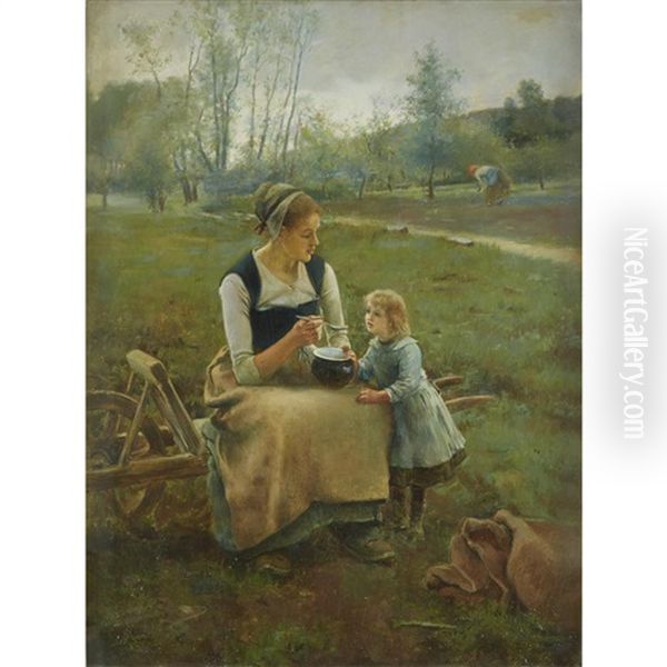 Mother And Child In The Fields Mother And Child In The Fields Oil Painting by Jose Jimenez y Aranda