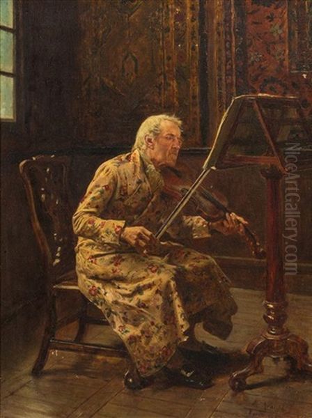 The Violinist, 1837 Oil Painting by Jose Jimenez y Aranda