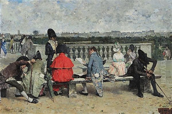 L'esplanade Au Temps Du Directoire Oil Painting by Jose Jimenez y Aranda