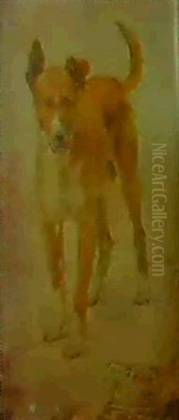 Estudio De Perro Para El Cuadro: El Mentidero Oil Painting by Jose Jimenez y Aranda