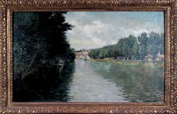 Les Bords De L'oise Oil Painting by Luis Jimenez Y Aranda