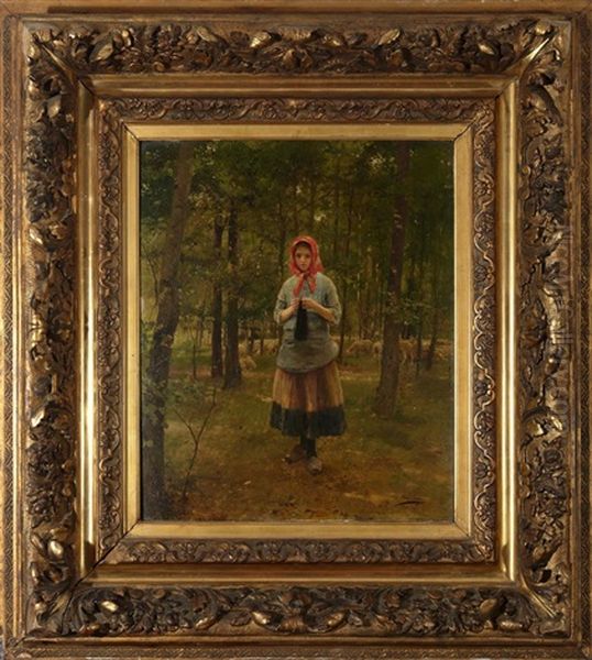 La Jeune Paysanne En Foret Oil Painting by Luis Jimenez Y Aranda