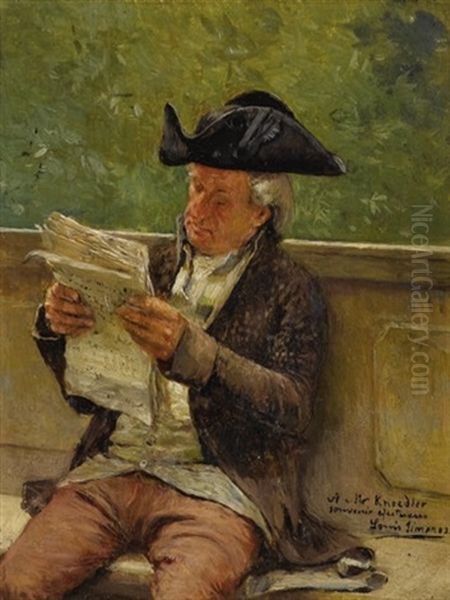 Portrait Of A Man Reading Oil Painting by Luis Jimenez Y Aranda