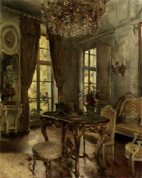 Salon Louis Xvi Oil Painting by Luis Jimenez Y Aranda