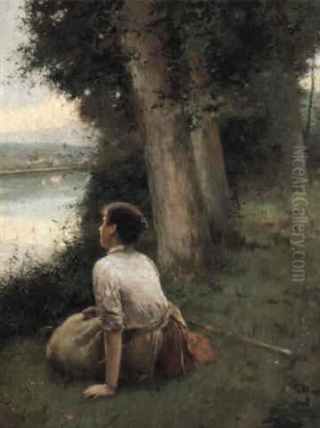 By The River Oil Painting by Luis Jimenez Y Aranda