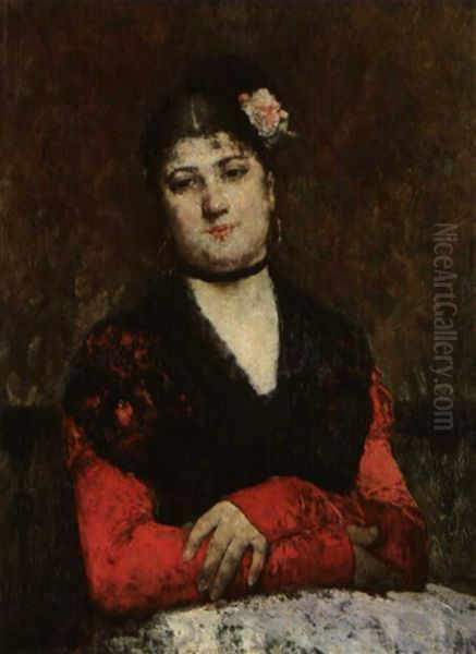 Mujer Con Mantilla Oil Painting by Luis Jimenez Y Aranda