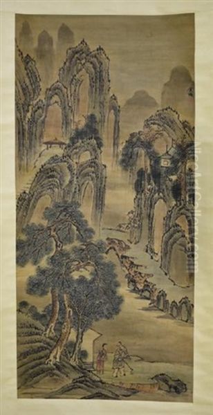 Chinese Ink/color Painting, Signed Oil Painting by  Jin Cheng