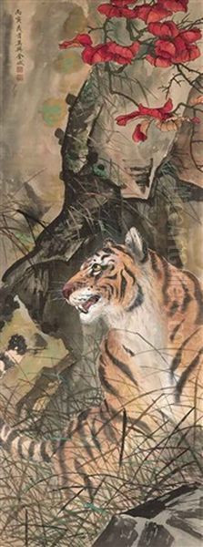 Tiger Oil Painting by  Jin Cheng