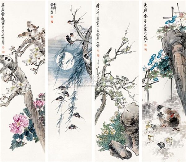 Flowers And Birds (+ 3 Others; 4 Works) by  Jin Mengshi