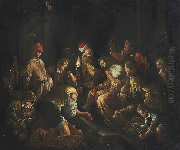 The Mocking Of Christ Oil Painting by Jacopo Bassano (Jacopo da Ponte)