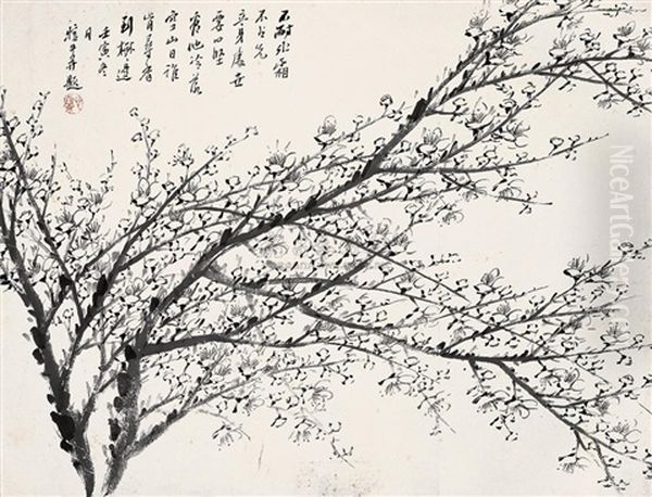 Plum Flower Oil Painting by  Jin Xinlan