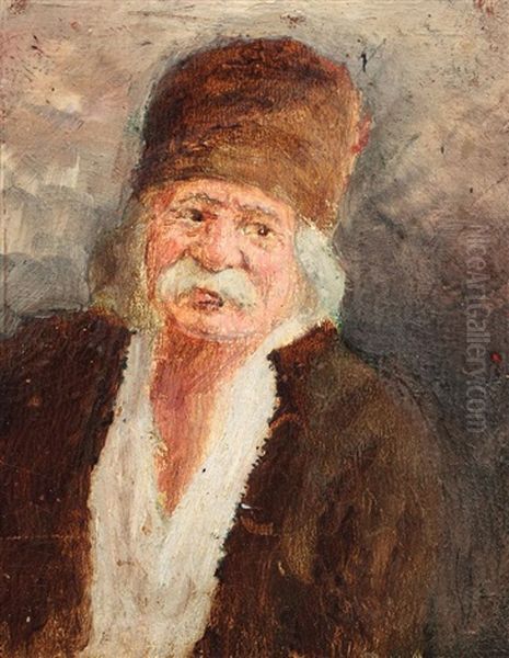 Un Taran Moldovean Oil Painting by Constantin Jiquidi