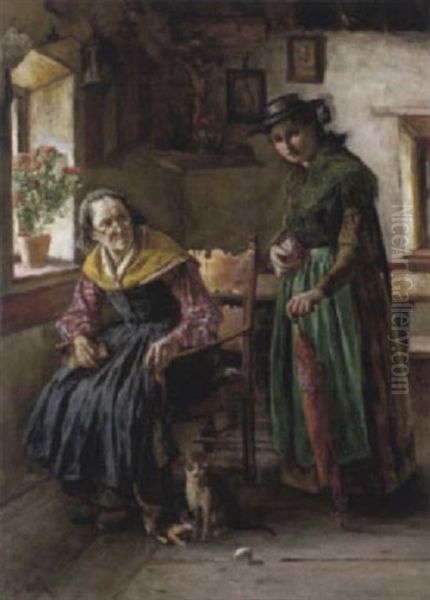 Vor Dem Kirchgang Oil Painting by Alfred Jirasek