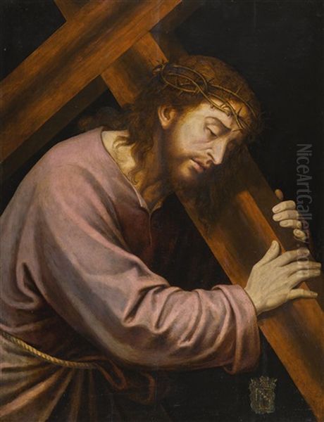 Christ Carrying The Cross Oil Painting by Joan De Joanes