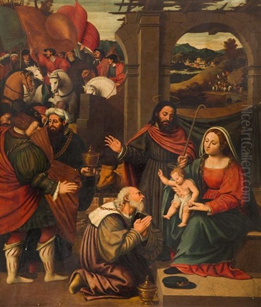 Adoracion De Los Magos Oil Painting by Joan De Joanes