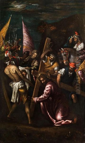 Kreuztragung Christi Oil Painting by Jacopo Bassano (Jacopo da Ponte)