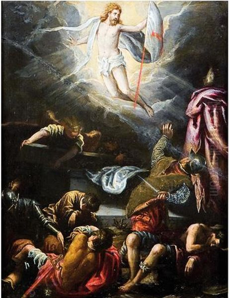 Resurreccion De Cristo Oil Painting by Jacopo Bassano (Jacopo da Ponte)