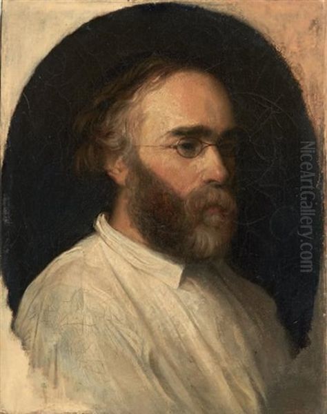 Portrait De Paul Huet Oil Painting by Felix Armand Marie Jobbe-Duval