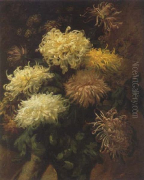 Nature Morte Aux Bouquets De Tokyos Oil Painting by Felix Armand Marie Jobbe-Duval