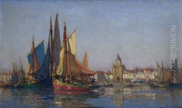 La Grossse Horloge A La Rochelle Oil Painting by Paul Jobert