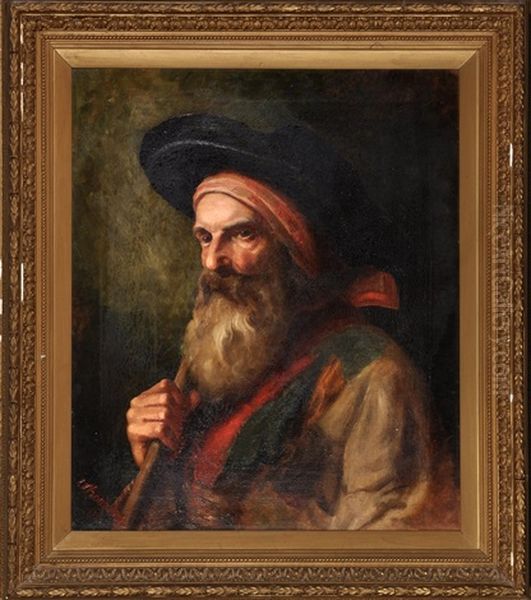 Portrait Of A Bearded Spaniard Wearing A Broad-brimmed Hat Oil Painting by Isa Jobling