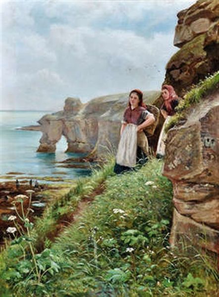 The Way Down The Cliffs Oil Painting by Robert Jobling