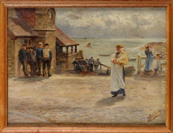 Fisherfolk, Cullercoats Harbour by Robert Jobling