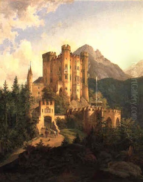 Ansicht Des Schloses Hohenschwangau Oil Painting by Ferdinand Jodl