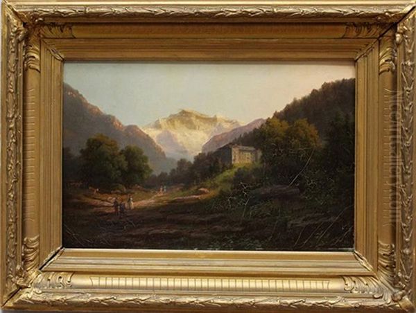 Blick Auf Den Grindelwaldgletscher Oil Painting by Hermann Heinrich Johann