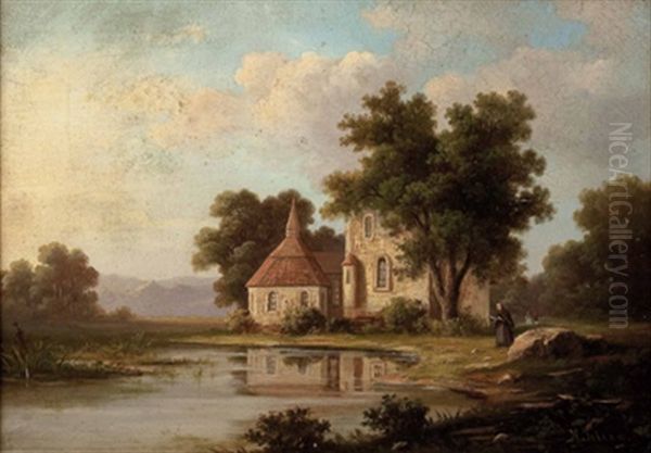 Kapelle Am Weiher Oil Painting by Hermann Heinrich Johann