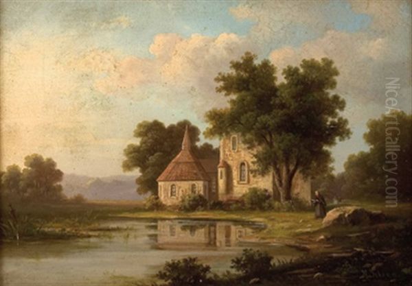 Kapelle Am Weiher Oil Painting by Hermann Heinrich Johann