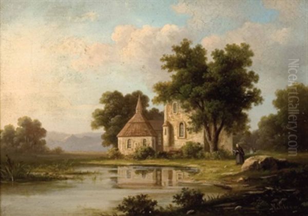 Kapelle Am Weiher Oil Painting by Hermann Heinrich Johann