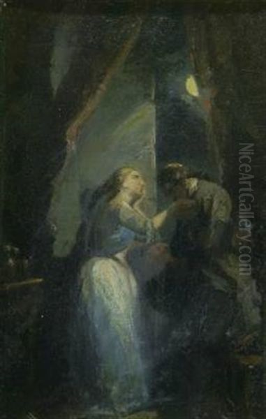 Faust Und Gretchen Im Mondschein Oil Painting by Tony Johannot