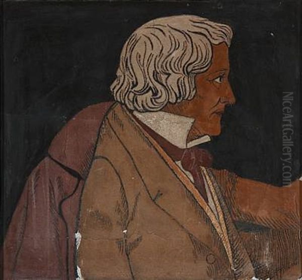 Portrait Of The Danish Sculptor Bertel Thorvaldsen (after Jorgen Sonne's Frieze On Thorvaldsen's Museum) Oil Painting by Axel Johansen